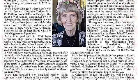 Mary Lou Gallagher | Obituary | Mercer Island Reporter