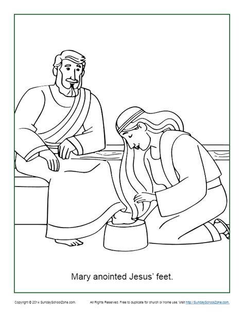 mary anoints jesus feet coloring page