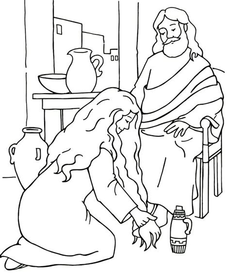 mary washing jesus feet coloring pages