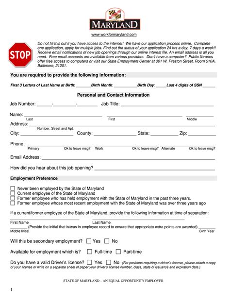 Employment Application Form Maryland Edit, Fill, Sign Online Handypdf