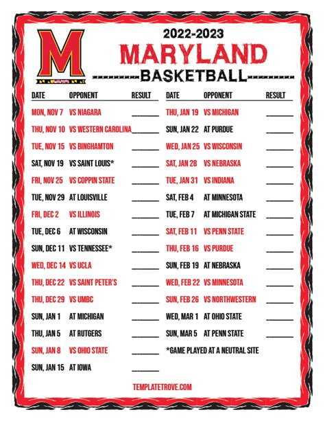 maryland basketball women's schedule