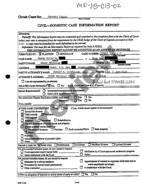 maryland case information report form