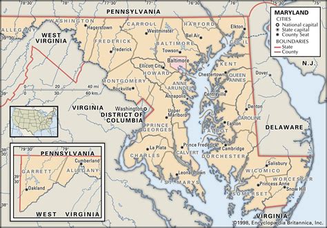 maryland county map with cities