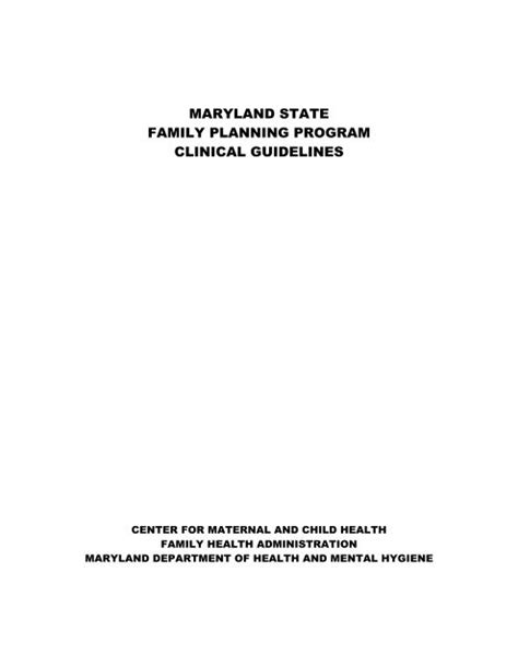 maryland family planning guidelines