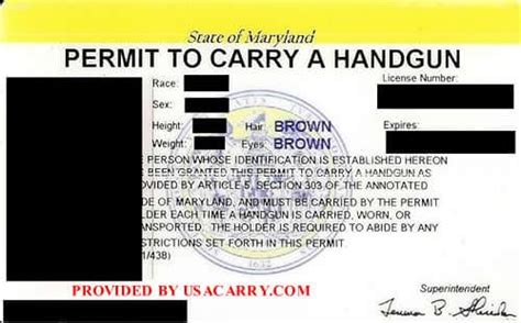 maryland handgun carry permit application