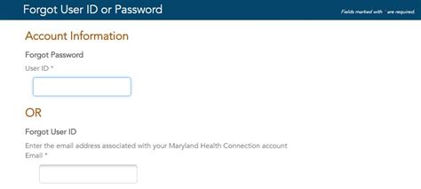 maryland health connection forgot password