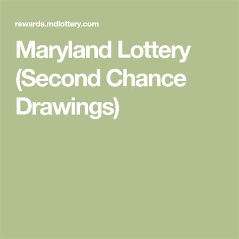 maryland lottery second chance sign in