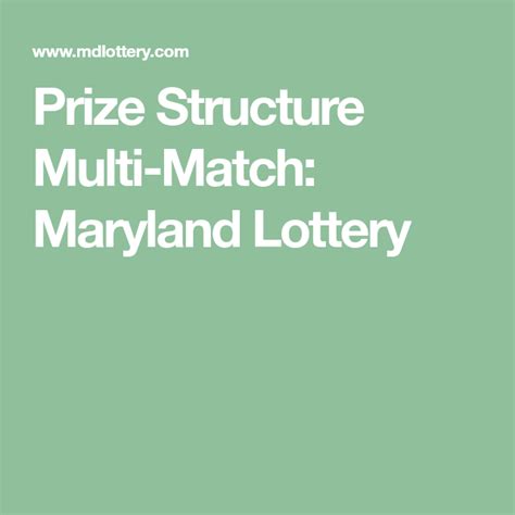 maryland multi match prize structure