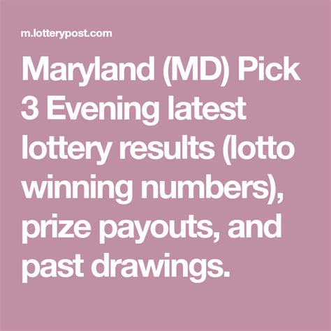 maryland pick 3 lottery numbers