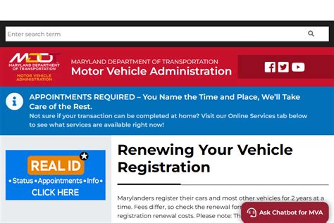 maryland renew vehicle registration fee