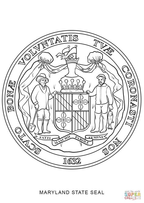 maryland state seal black and white