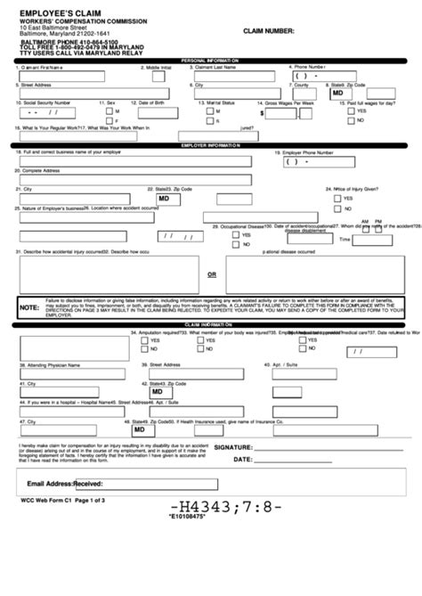 maryland workers comp claim form
