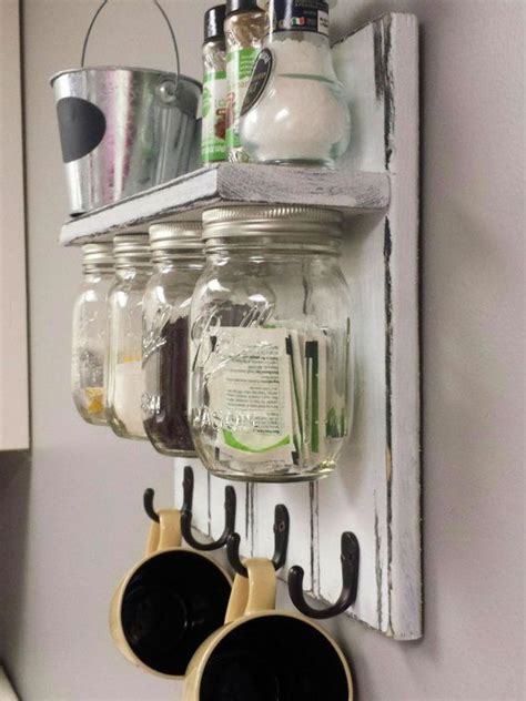 Mason Jar Shelf With Hooks