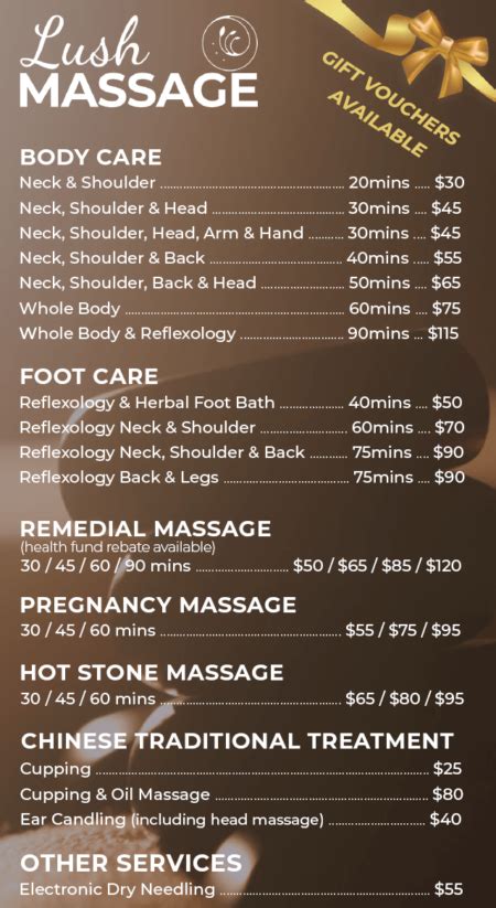massage prices