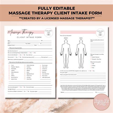 massage therapy intake form template