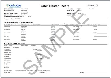Master Batch Record 21 Cfr