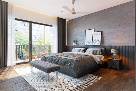 A beautiful contemporary master bedroom with fireplace
