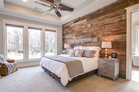 Master Bedroom With Wood Accent Wall