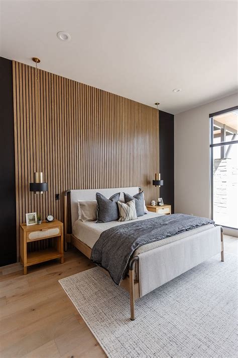 Master Bedroom With Wood Panel Wall