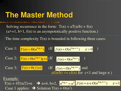 master method for solving recurrences examples