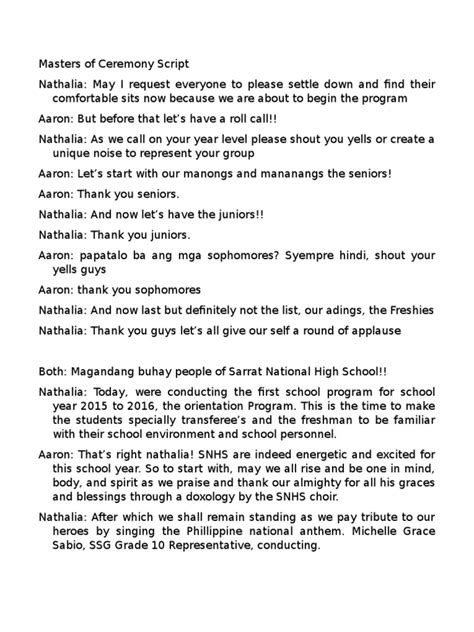 master of ceremony script sample for school program