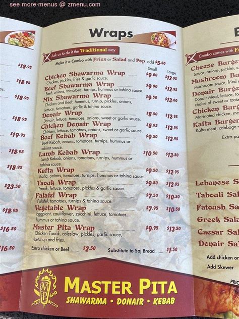 master pita menu