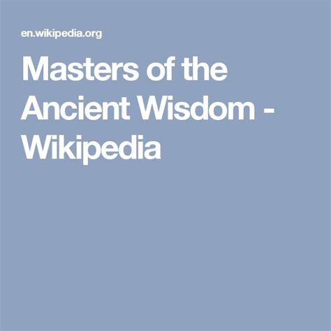 masters of the ancient wisdom wikipedia