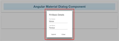 Mat Dialog Return Value