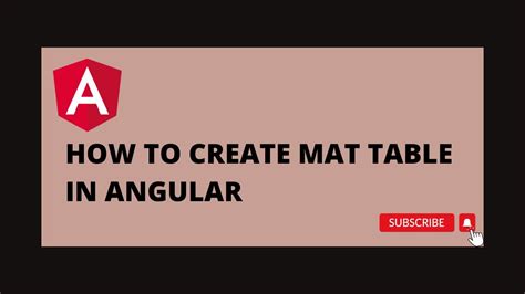 Mat Table Angular Youtube