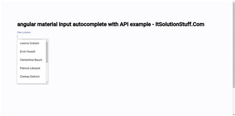 Mat-Autocomplete Api