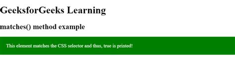 Matches Method Javascript