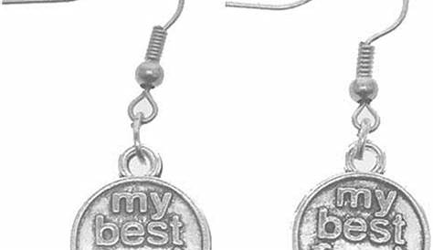 Best Friend Earrings Silver Heart drop earrings BFF Dangle | Etsy