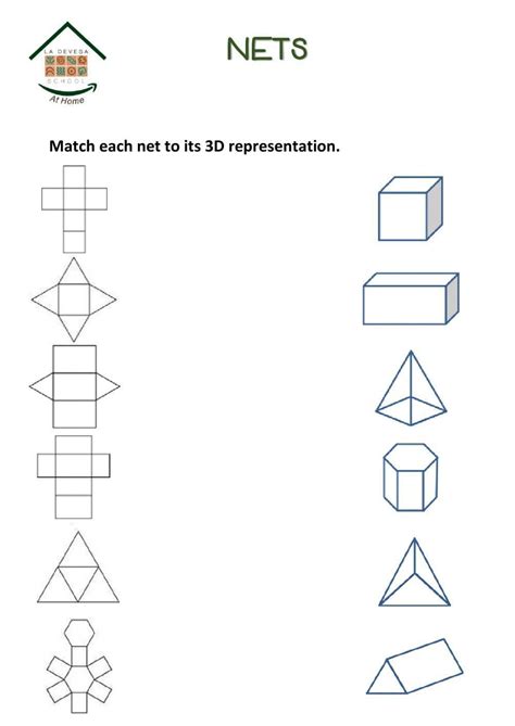 Matching Nets 3D Shapes Worksheet