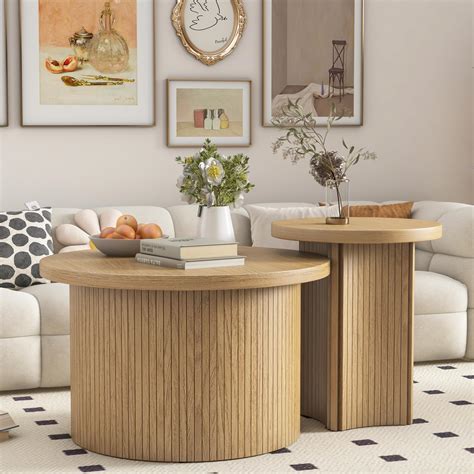 Matching Round Coffee Table And Side Table
