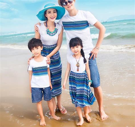 matching white and blue family outfits