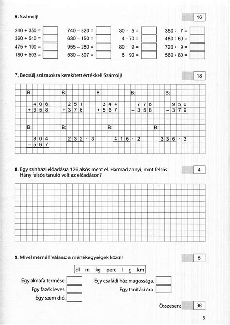 matematika gyakorlo feladatok 4 osztaly