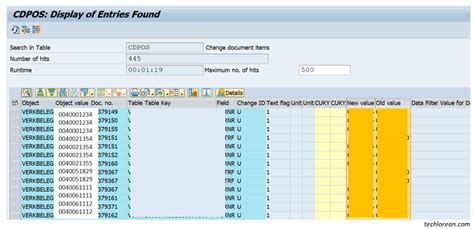 Material Change Log Table In Sap