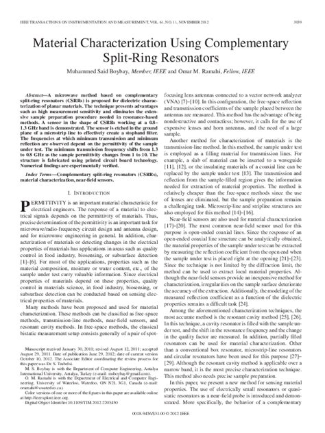 Material Characterization Using Complementary Split-Ring Resonators