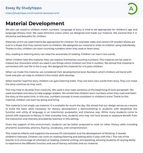 Material Development Example