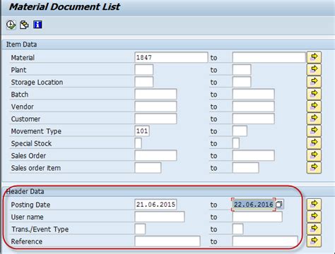 Material Document List Table In Sap