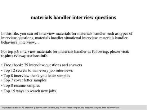Material Handler Questions For Interview