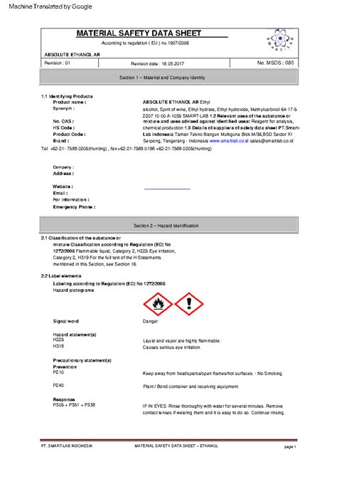 Material Safety Data Sheet Hong Kong