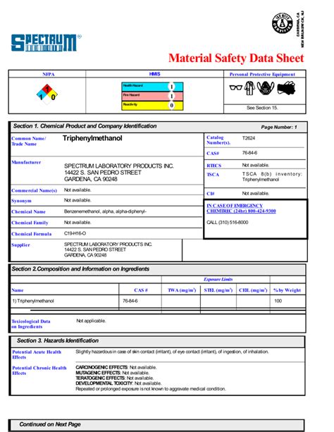 Material Sheet Data Sheet