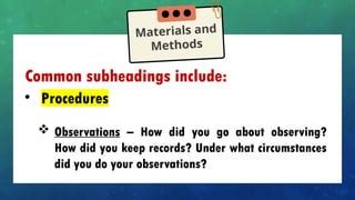 Materials And Methods Subheadings