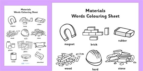 Materials Colouring Year 1