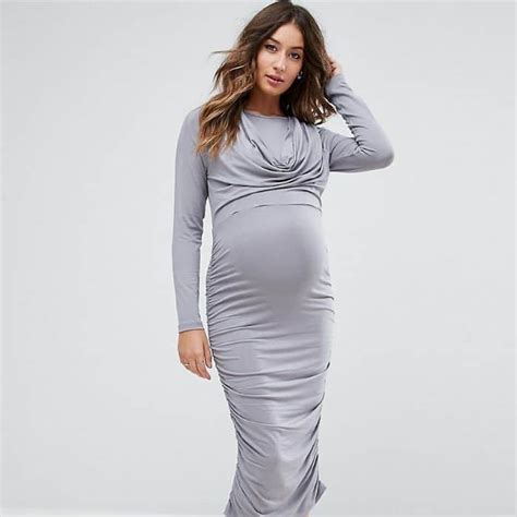 Maternity Polka Dot Pinafore Dress boohoo Trendy maternity outfits