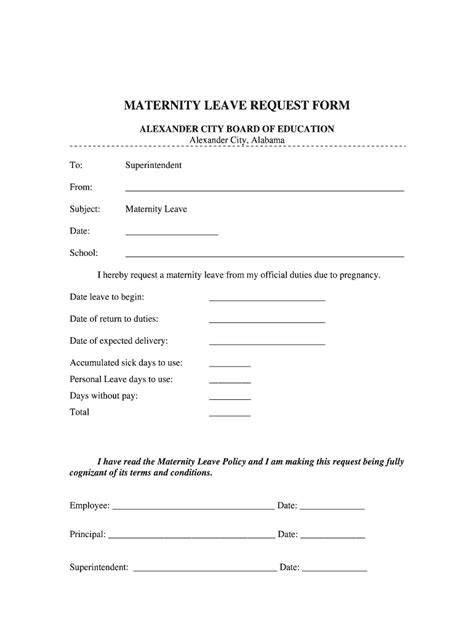 maternity leave request form template