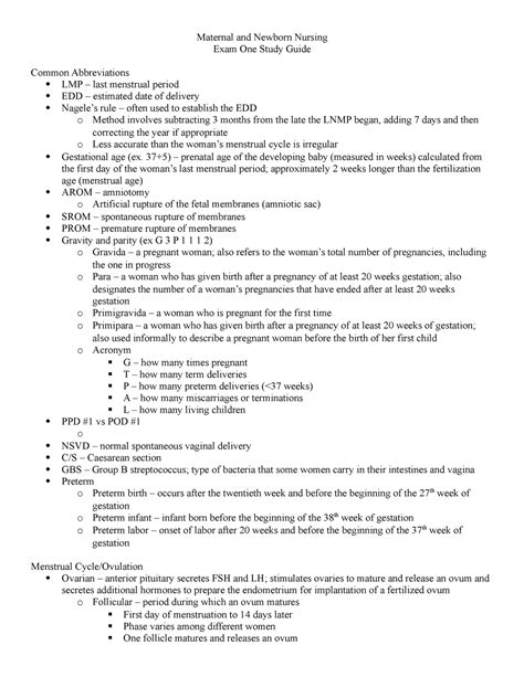 Maternity Nursing Exam