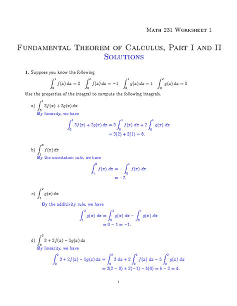 Math 231 Uiuc Worksheet Solutions
