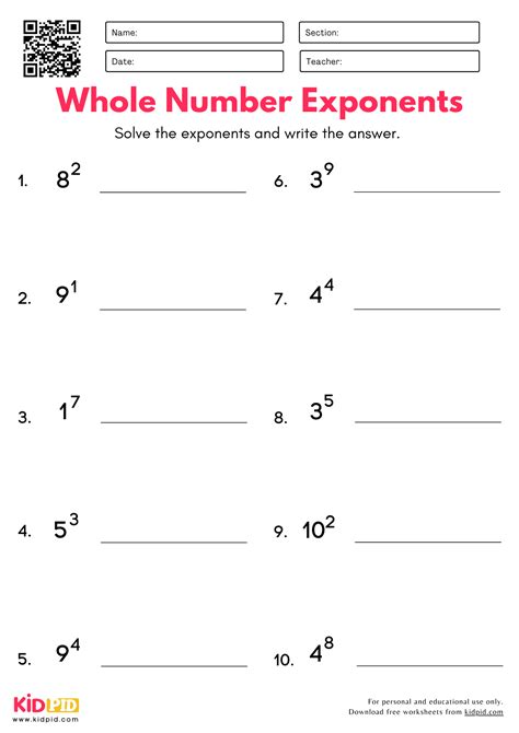Math 6 Exponents Worksheets